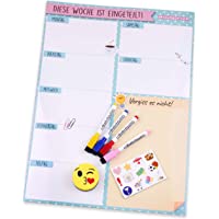 Planificador Semanal Magnético- 4 Rotuladores de Colores- 12 Imanes- 1 Borrador | Calendario Nevera 43x32cm Pizarra…